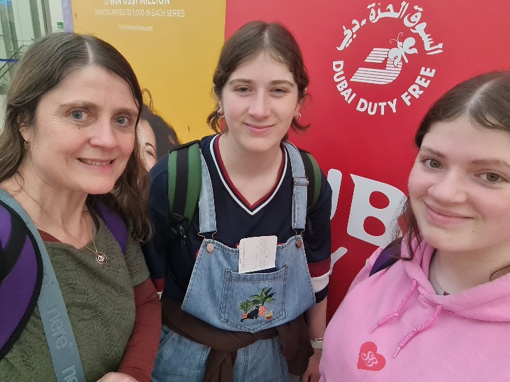 Emma, Bridie and Sienna at Dubai airport Emma, Bridie and Sienna at Dubai airport
