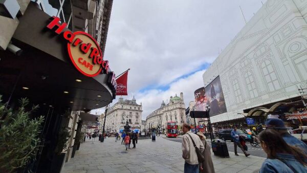 Piccadilly Circus and the Hard Rock Cafe, London